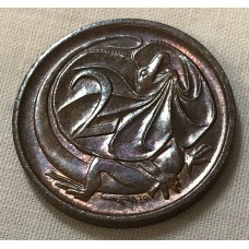 AUSTRALIA 1974 . TWO 2 CENTS COIN . FRILLED NECK LIZARD